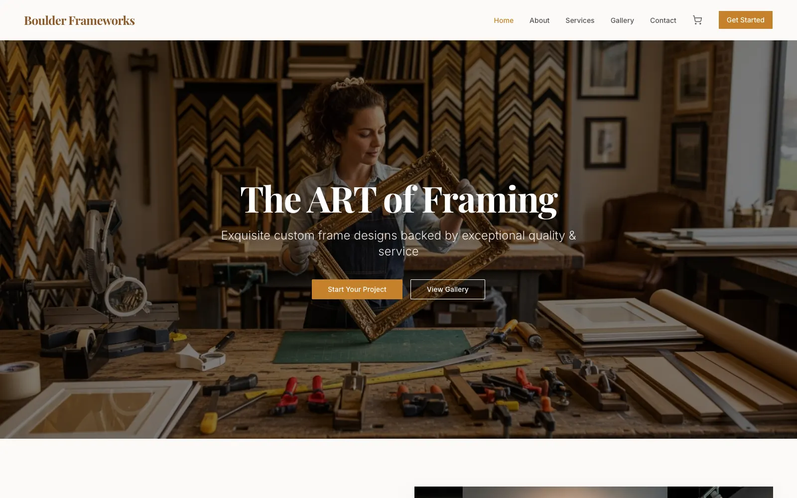 Boulder Frameworks website in Boulder, CO