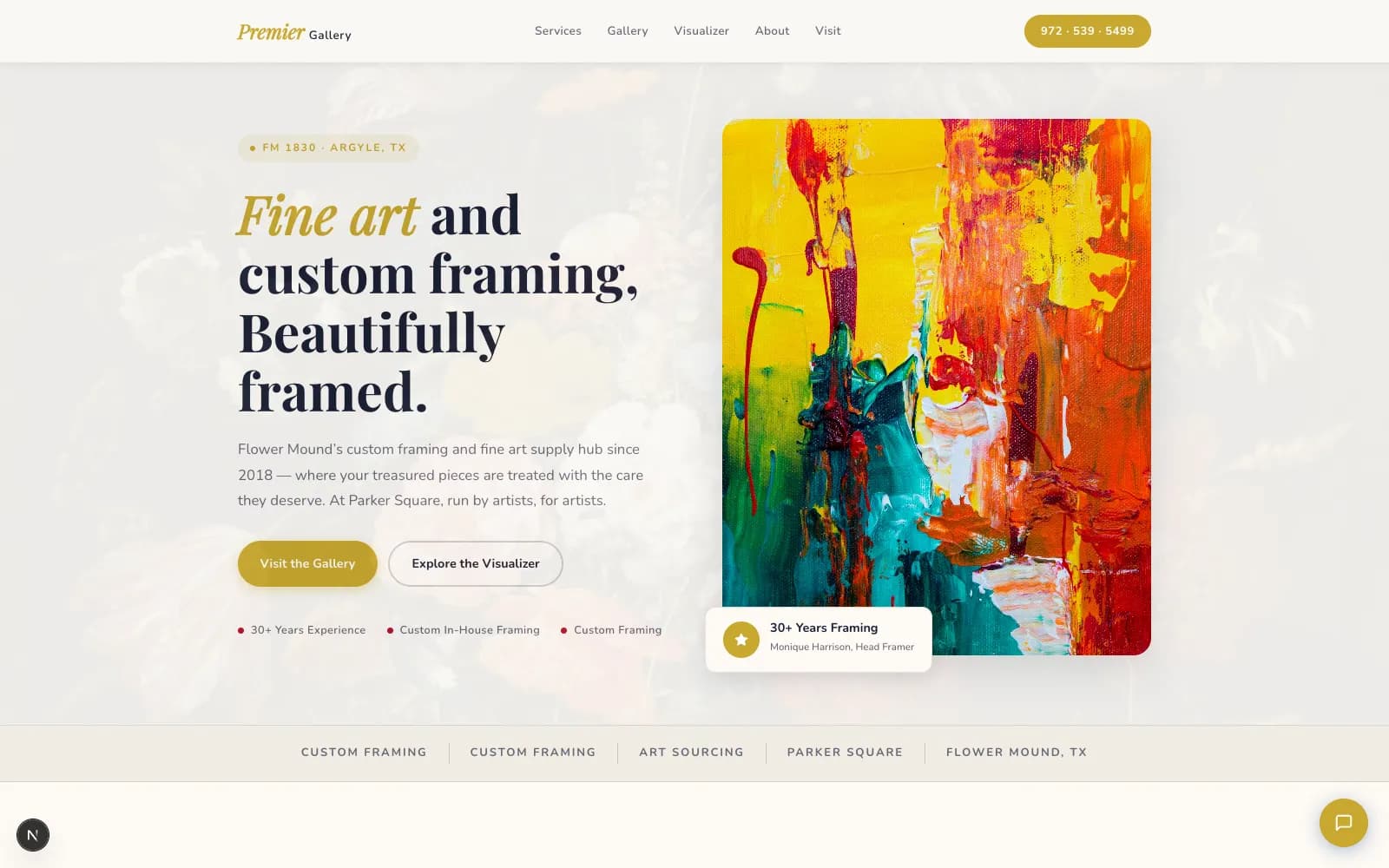 Premier Gallery website in Argyle, TX